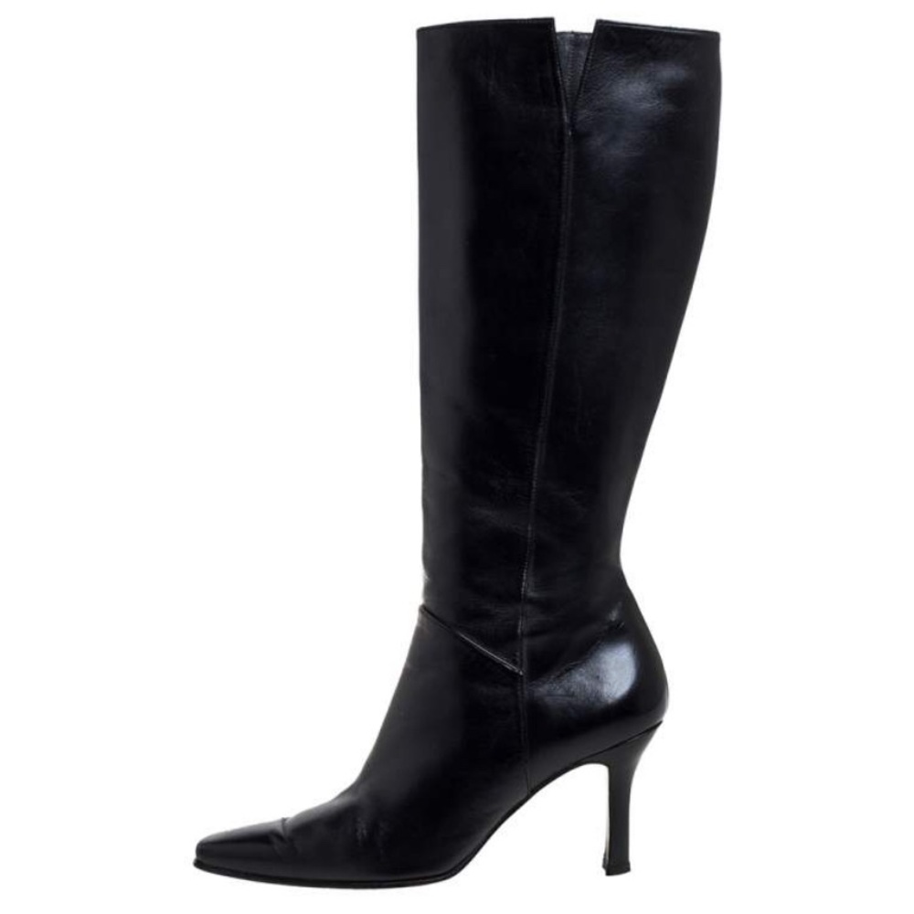 Stuart Weitzman US 7,5” knee boots black soft lamb leather low 3,5” heel